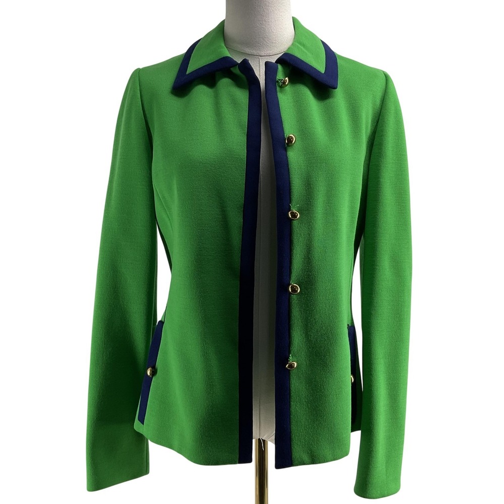 Vintage Frost Bros. Sweater Cardigan Womens 10 Green Wool-Blend Lined Pockets